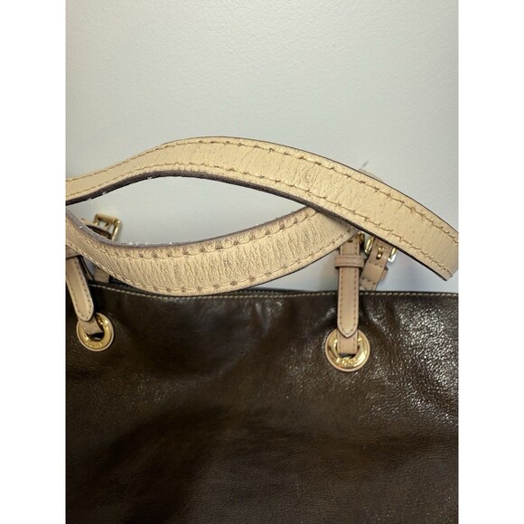 Michael Kors Metallic Bronze Brown Leather Tote Shoulder Handbag Purse - Picture 12 of 16